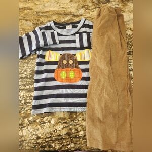 Striped Shirt and Brown Pants Set